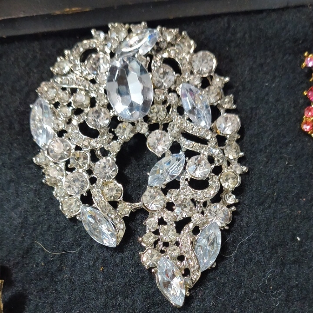 Sparkling Silver Crystal Brooch